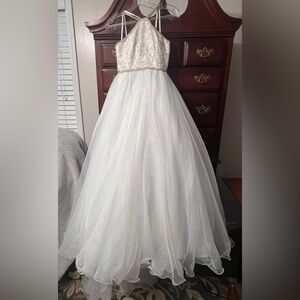 Girls Sugar Kayne Elegant White Beaded Gown
